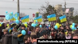 Митинг к 200-летию со дня рождения Тараса Шевченко. Симферополь, Крым, 9 марта 2014 года