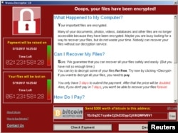 Екран комп’ютера, зараженого здирником WannaCry