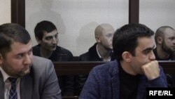 Фігуранти «справи Хізб ут-Тахрір». Зліва направо: Рефат Алімов, Арсен Джеппаров, Вадим Сірук, Крим, Сімферополь, 4 грудня 2017 року