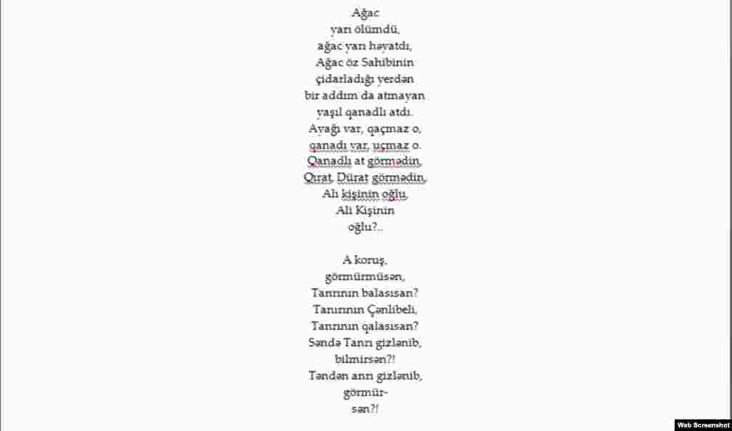 Azerbaijan - Poem by Azeri poet Asad Jahangir