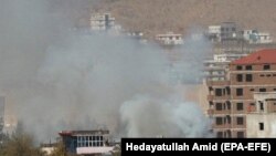 AFGHANISTAN -- Smoke rises from the scene of blast in Kabul, October 27, 2020