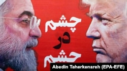 (ښی) د امریکا ولسمشر ډونالد ټرمپ (کین) د ایران ولسمشر حسن روحاني