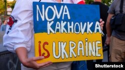 В ходе акции против вооруженной агрессии России в День Независимости Украины. Тбилиси, Грузия, 24 августа 2022 года