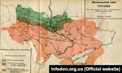 Діалектологічна карта України із брошури Всеволода Ганцова «Діалектична класифікація українських говорів» 1923 року. Джерело: infodon.org.ua