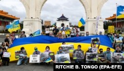 Тайвань. Во время акции против вторжения России в Украину. Тайбэй, 8 мая 2022 года