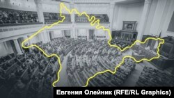 Кримський півострів та Верховна Рада України. Ілюстративний колаж