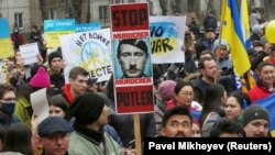 Алматыдағы Украинаны қолдау митингісі. 6 наурыз 2022 жыл.