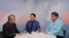 Kazakhstan - A chief deputee of Akikat national social-democratic oppositional party Tazabek Sambetbay (R) and a writer-journalist Myrzan Kenzhebay (L) on AzattyqLIVE. Almaty, 24 May 2019